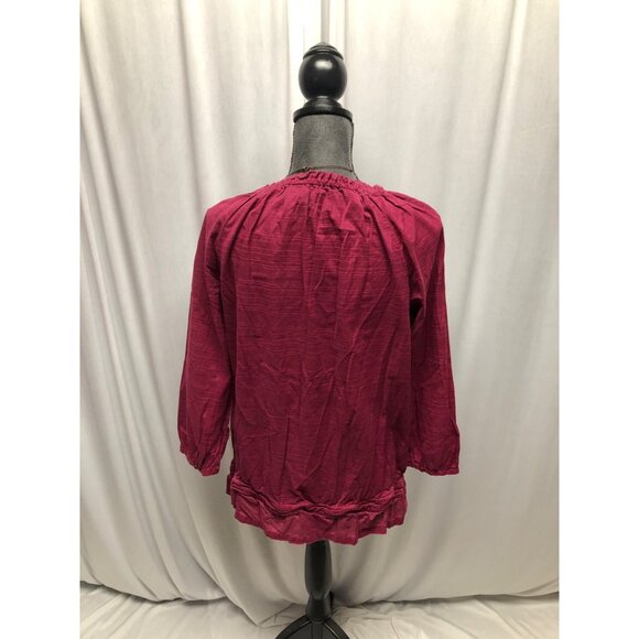 Faded Glory Peasant Top Womens Size XL 16-18 Cranberry Cotton Boho Lightweight - Picture 4 of 8